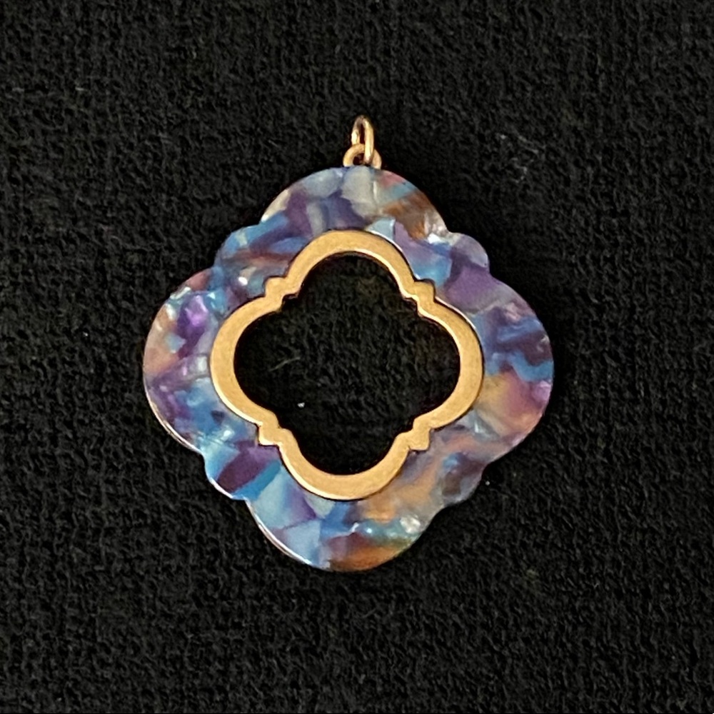 Gold and purple faux stone and gold necklace charm